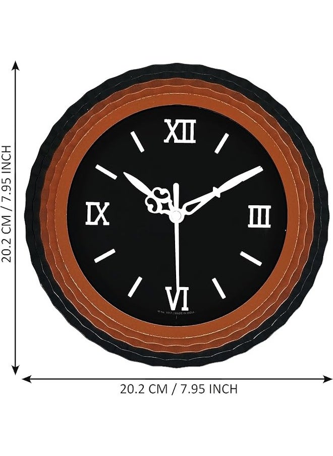 Casa Ricca Elegant Small Round Analog Wall Clock - Simple Home Decor Clocks (Brown & Black - KC12)  - Image 2