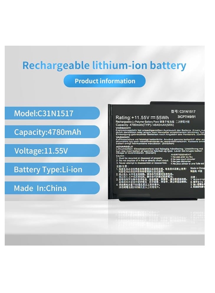 Terabyte C31N1517 0B200-01840000 Laptop Battery Compatible with TP301 TP301UA TP301UJ TP301U TP301UA6200 TP301UA6500 Series (11.55V 55Wh 4780mAh) - Image 2