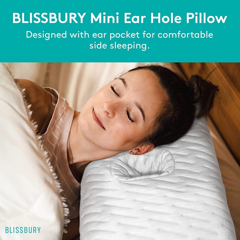 BLISSBURY Mini Ear Pillow (Satin)| Ear Piercing Pillow for Side Sleeping | Travel Friendly CNH Pillow with Ear Hole | Soothing Hole for Ear Pain | Piercing Health & Ear Recovery for Side Sleepers - Image 3