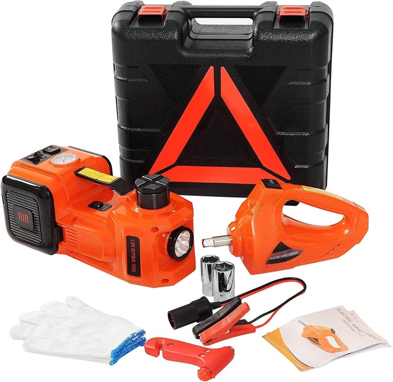 VEVOR Electric Scissor Jack 5T 12V DC with Electric Impact Wrench, All in One Electric Car Jack 11023lb, with LED Flashlight for Vehicle Repairing and Tire Replacing Portable Tool Case - Image 1