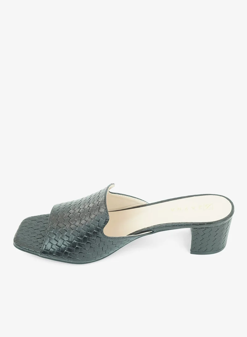 زينة 221-309 Zayna Ladies Classic Low Block Slides 18F8827-0629 Black