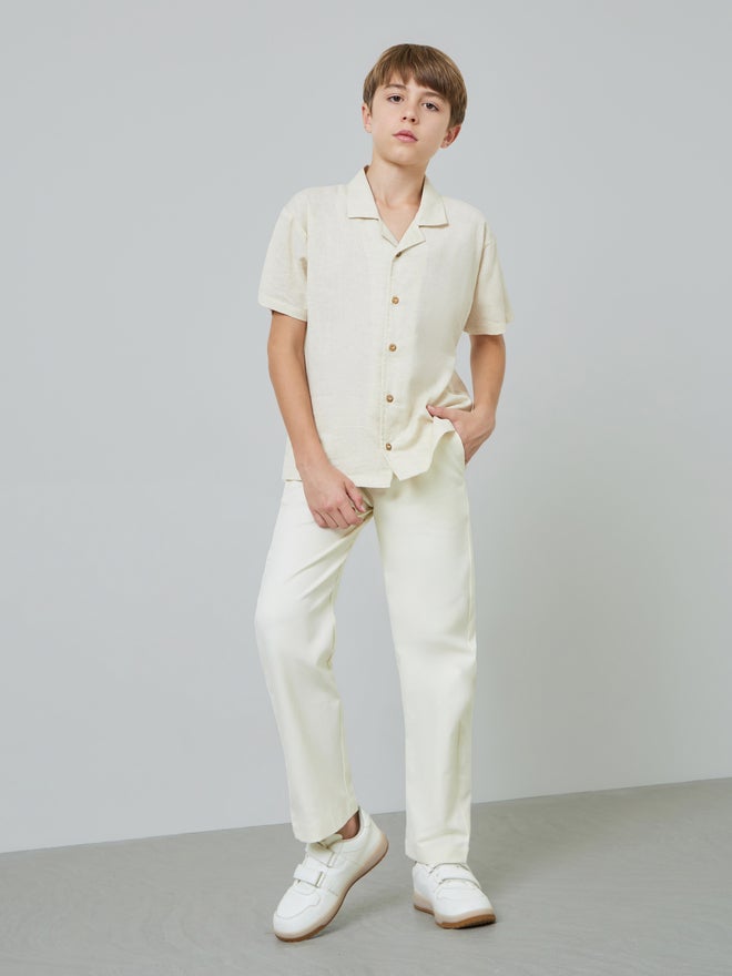 Styli Kids Off-White Regular Pants with Drawstring - Image 2