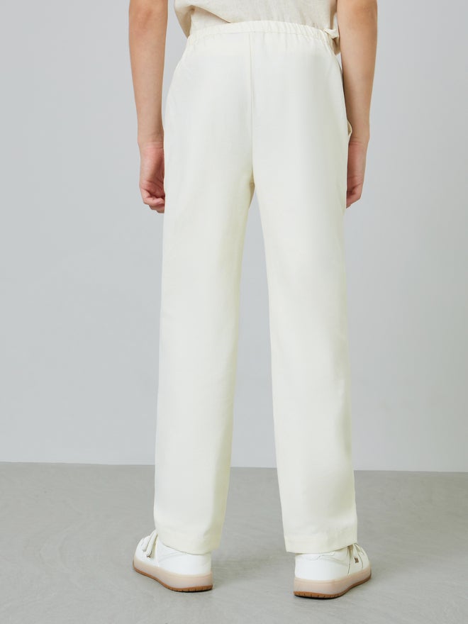 Styli Kids Off-White Regular Pants with Drawstring - Image 4