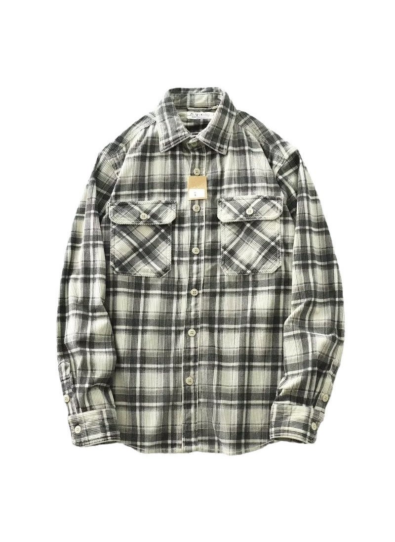 Generic - Mens Corduroy Shirt Casual Spring Autumn Workwear Green - Image 1