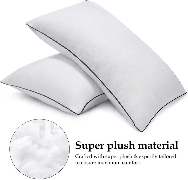 Habitat Rectangular 20x30 Inches Pillow, Set of 2, Bed Lining Pillows for Sleeping 2 Pack Queen Size, Microfiber Pillow with Soft Premium Plush Fiber Fill Skin-Friendly - White - Image 2
