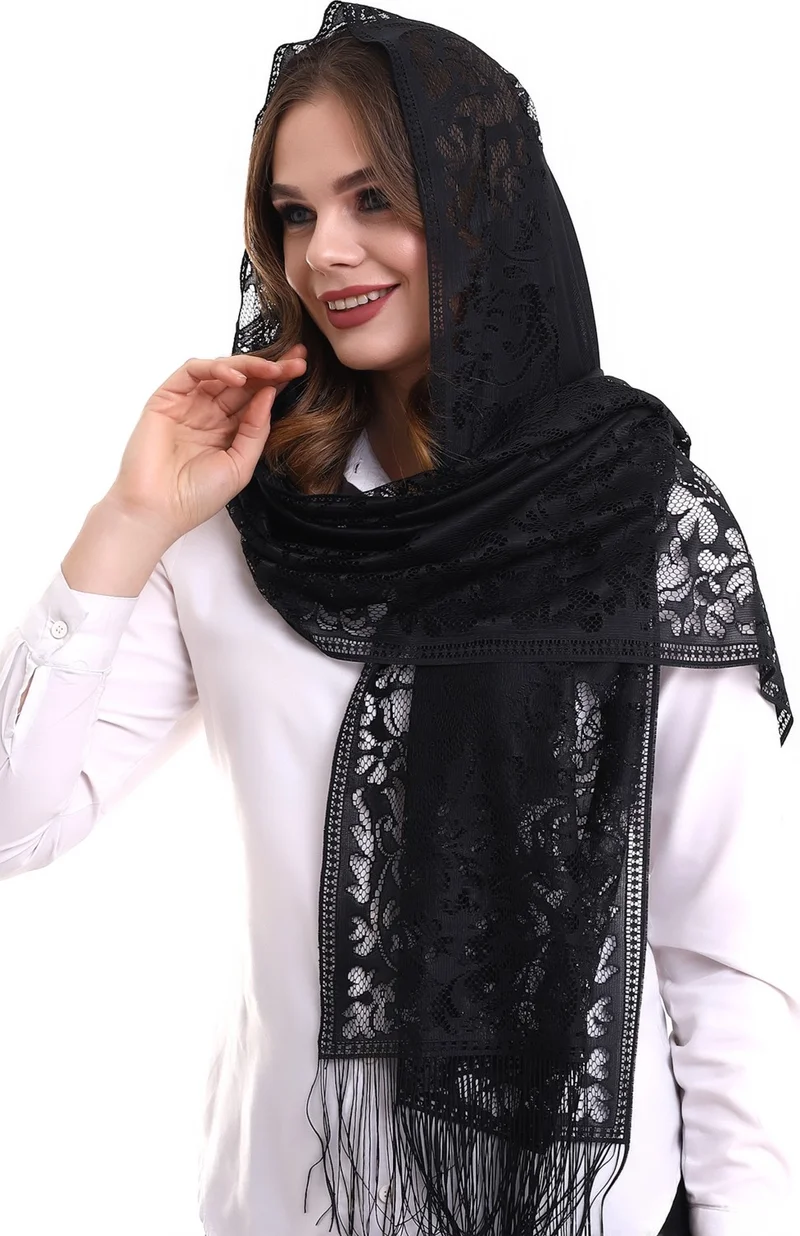 ايهفان اونلاين شال قطن تول أسود 60x160