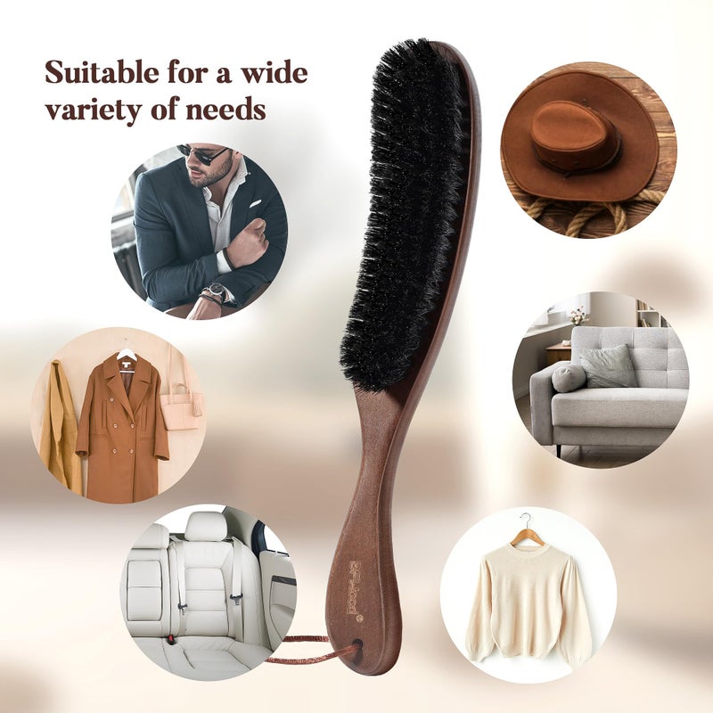 BFWood Clothes Brush - Boar Bristle Lint Brush for Suits, Cashmere, Wool, Velvet, Suede and Pet Hair - Large Black Walnut Wood Handle - Image 5