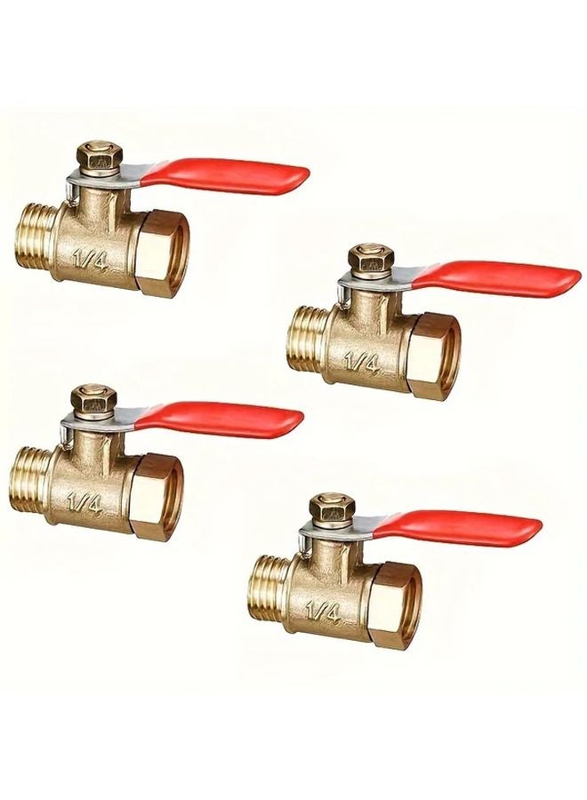 4pcs Heavy Duty Brass Ball Valve 1 4 NPT Thread Male Female Pipe Fittings - Image 1