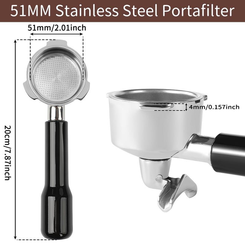 fogkay 51mm Stainless Steel Portafilter with Double Spouts for CM5418, 3 Ears Portafilter with Portafilter Basket Removal Tool Compatible for CASABREWS CM5418, 3700Essential and 5418Pro - Image 2