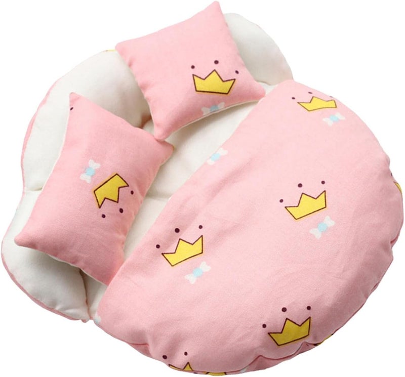 klarako Mini Doll Sleeping Bag, with 2 Pillows, Bedding Set, Playset DIY 1:12 Scale for Role Play Dollhouse Decor Fairy Garden  Pink - Image 1