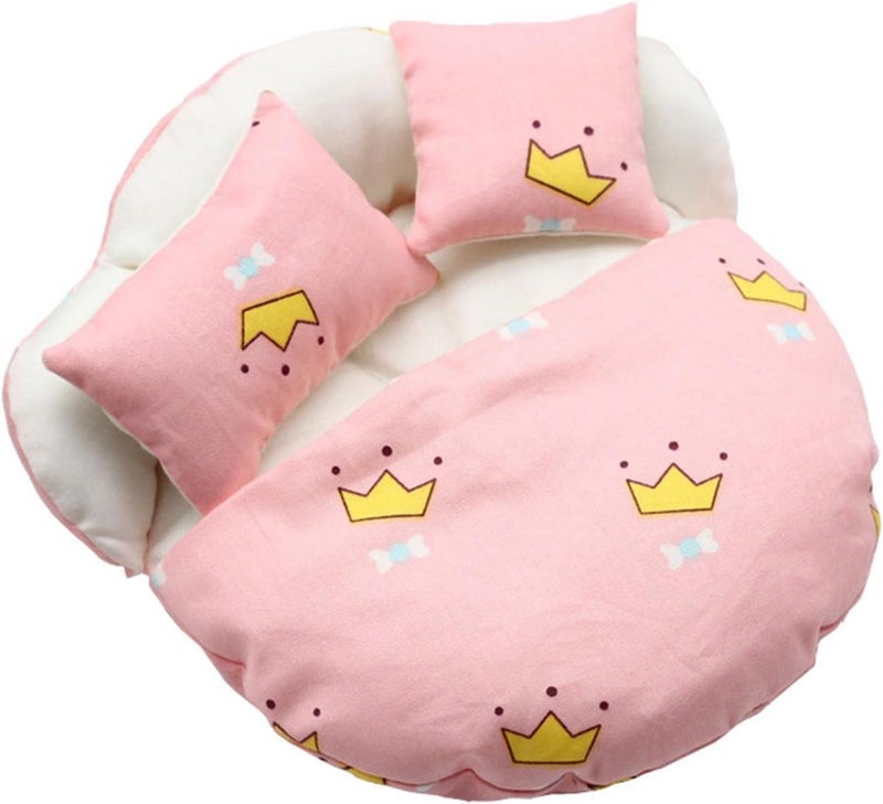 klarako Mini Doll Sleeping Bag, with 2 Pillows, Bedding Set, Playset DIY 1:12 Scale for Role Play Dollhouse Decor Fairy Garden  Pink - Image 2