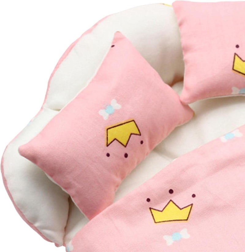 klarako Mini Doll Sleeping Bag, with 2 Pillows, Bedding Set, Playset DIY 1:12 Scale for Role Play Dollhouse Decor Fairy Garden  Pink - Image 4
