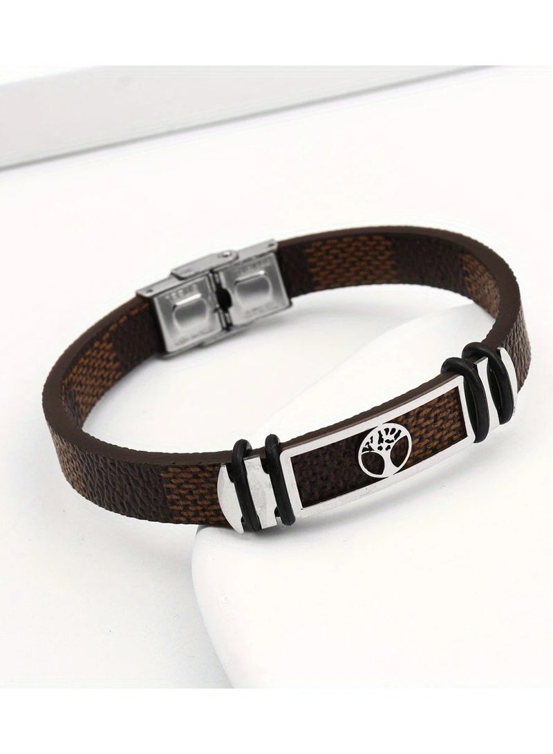 Fashionable Wide Faux Leather Bracelet for Men – Trendy & Stylish Hand Ornament - Image 3