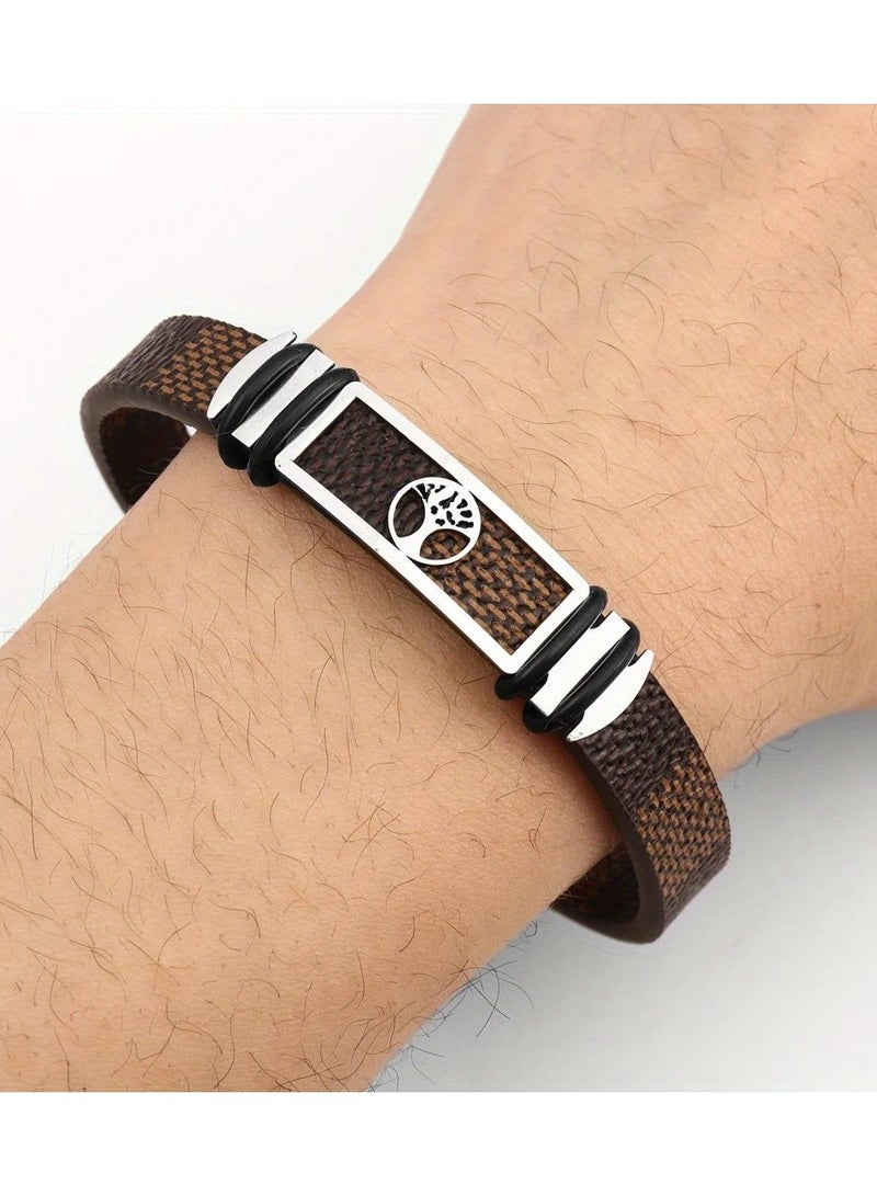 Fashionable Wide Faux Leather Bracelet for Men – Trendy & Stylish Hand Ornament - Image 2