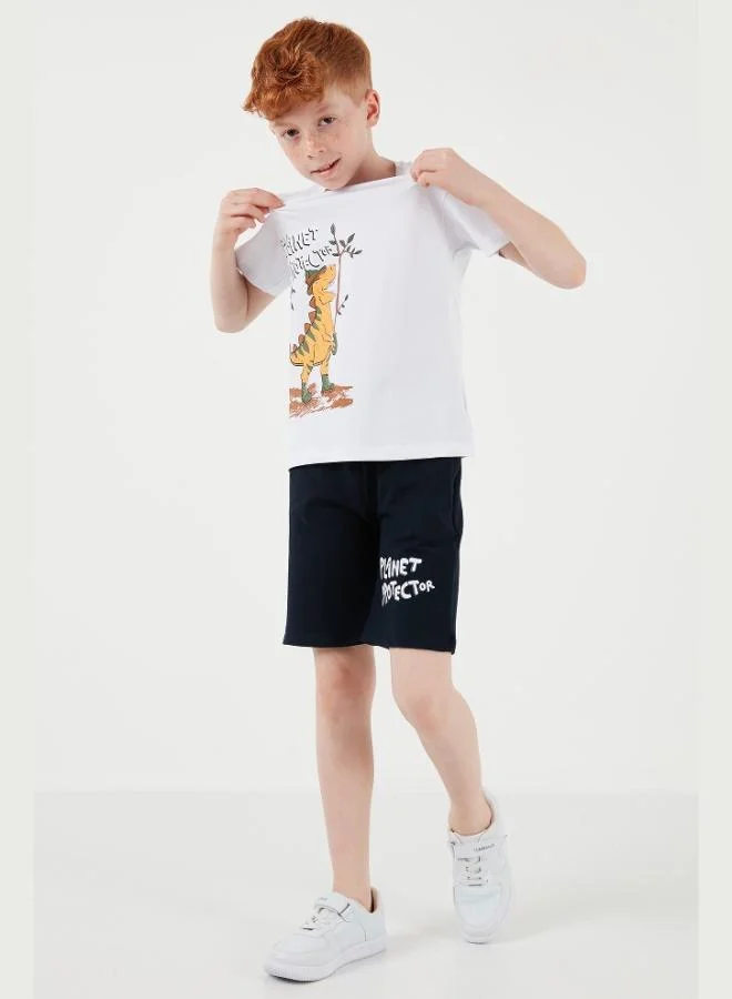 Lela Lela Cotton Regular Fit Crew Neck Shorts Bottom-Top Set Boy SET 6212009