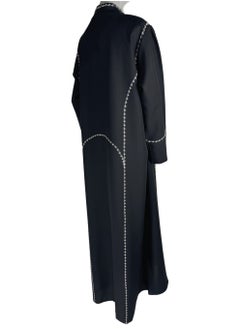 The Abaya Market Black Formal Abaya with Japanese-Inspired Linear Embroidery  - Image 4