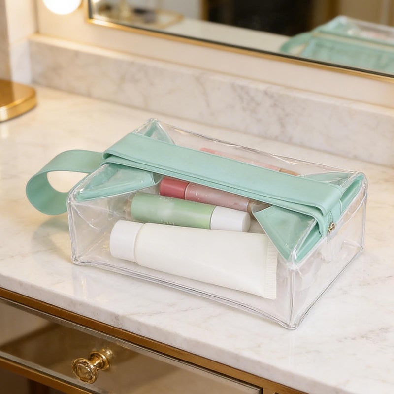 Green Travel Toiletry Bag With Magnetic Closure Cosmetic Organizer Pouch For Men Women - Image 4