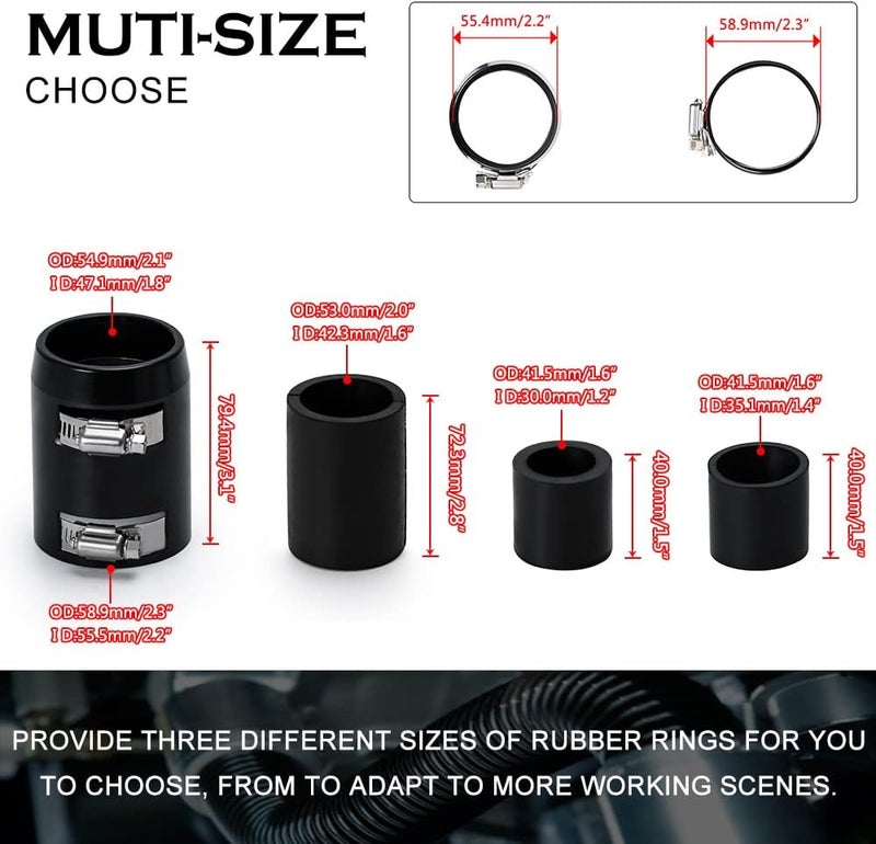 Hypertune Universal 36" Stainless Steel Radiator Flexible Coolant Water Hose Kit W Cap Clamp Black - Image 2