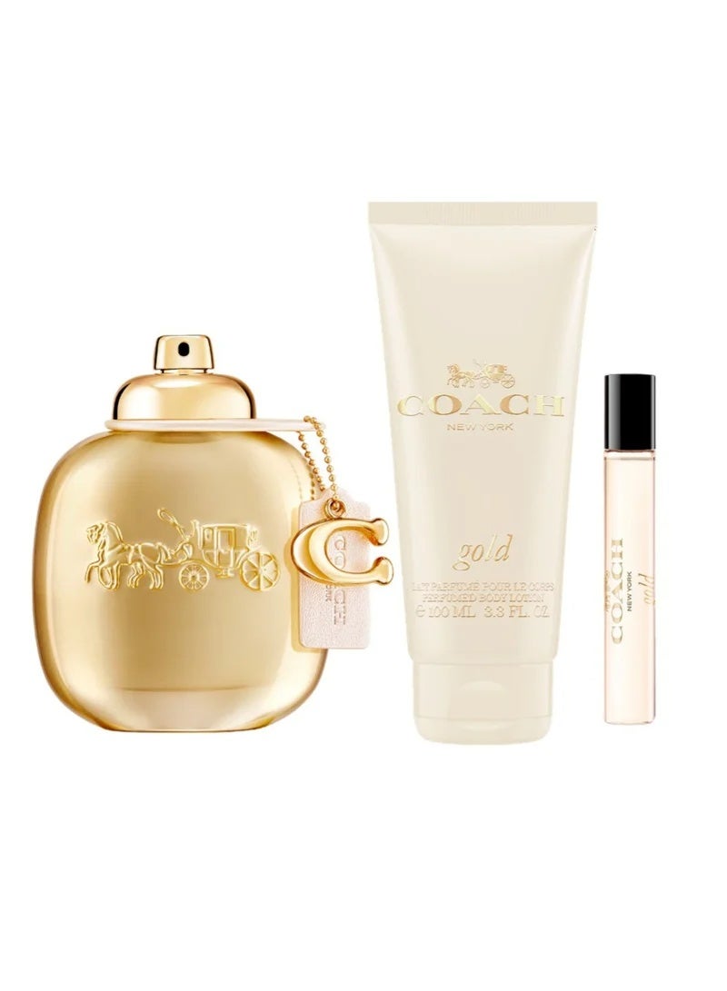 كوتش طقم هدايا ذهبية للنساء عطر أو دو بارفان 90 مل + عطر 7.5 مل + لوشن للجسم 100 مل - Image 2