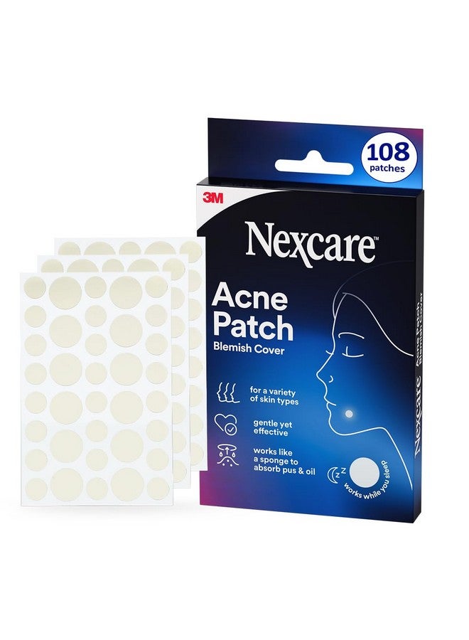 Nexcare Acne Patches, Pimple Patches for Face and Body, Hydrocolloid Patches Suitable for Most Skin Types - 108 Small and Medium Patches - Image 1