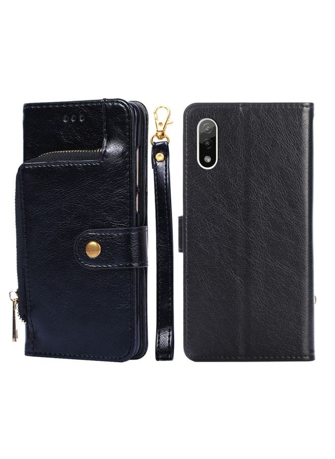 HuHa - Case Cover For For Sony Xperia Ace II Zipper Bag PU + TPU Horizontal Flip Leather Phone Case(Black) - Image 1