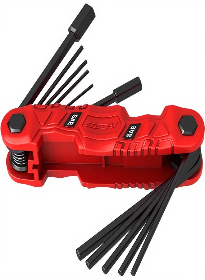 SEDY 11-Piece Large Folding Hex Key Set SAE (3/32"-1/2"), Heavy Duty Allen Wrench Set, Portable Tool for Archery, Bike Repair, Furniture, and Basic Home Maintenance (Red) - Image 1