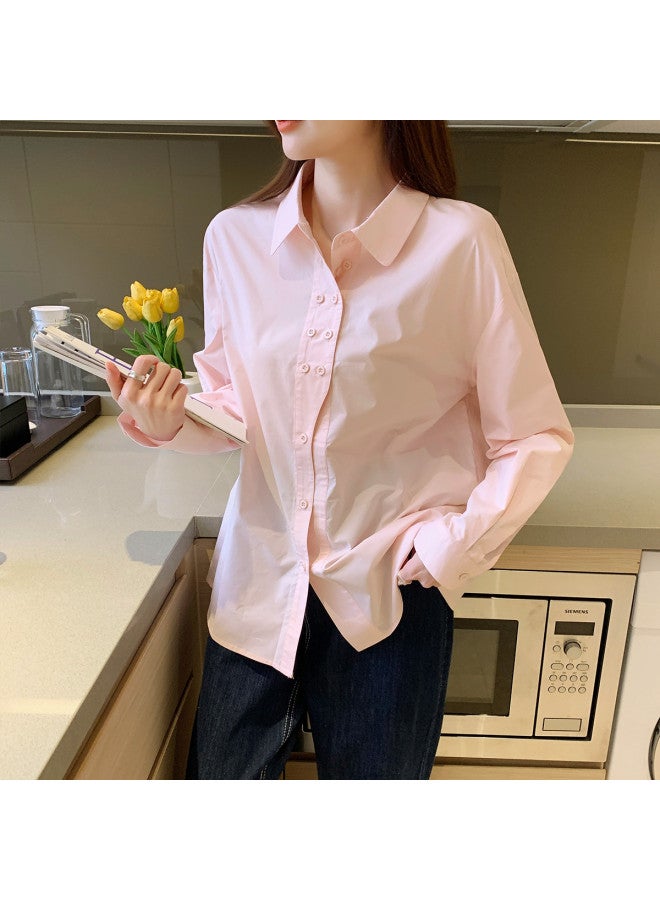 TonLion Spring Women's Lapel Solid Color Long Sleeve Shirt Simple Elegant Korean Style Versatile Fashion - Image 5