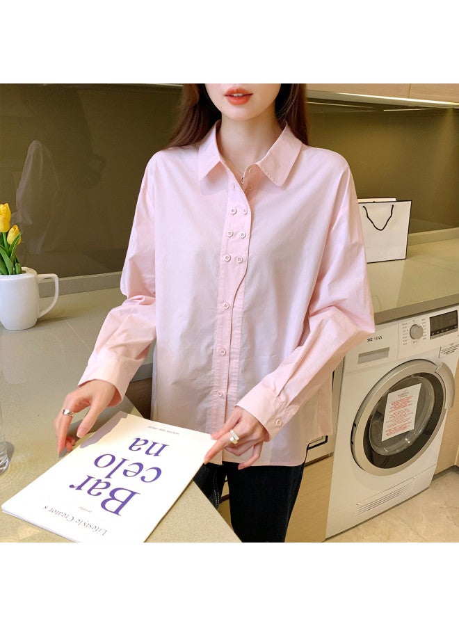 TonLion Spring Women's Lapel Solid Color Long Sleeve Shirt Simple Elegant Korean Style Versatile Fashion - Image 4