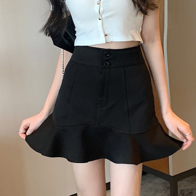 2023 Summer Plus Size Fishtail Skirt for Chubby Girls Women's High Waist Anti-glare Short Skirt Small A- line Hip Skirt Trendy - Image 1