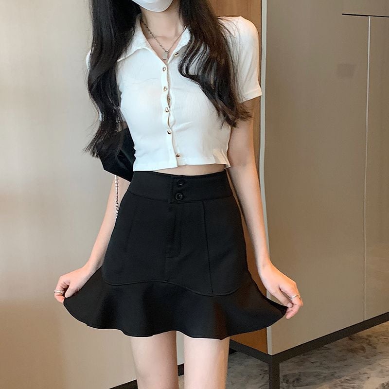2023 Summer Plus Size Fishtail Skirt for Chubby Girls Women's High Waist Anti-glare Short Skirt Small A- line Hip Skirt Trendy - Image 3