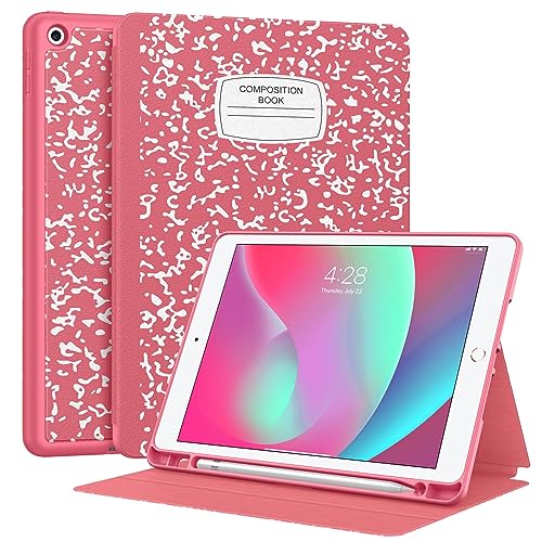 Supveco Case for iPad 9th/8th/7th Generation 10.2 inch (2021/2020/2019 Model) with Pencil Holder, Premium Folio Stand Case with Auto Wake/Sleep,Soft TPU Back Shell Cover for iPad 10.2 Inch-Watermelon - Image 1