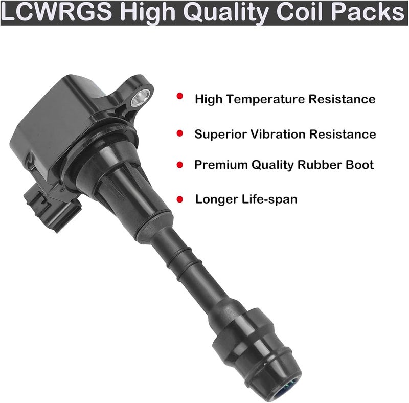 LCWRGS Ignition Coil Packs for 2002 2003 2004 2005 2006 2007 2008 2009 Nissan Maxima Murano Altima Xterra Quest Frontier Pathfinder Infiniti I35 QX4 Suzuki Equator 3.5L 4.0L V6 Coils UF349 C1406 - Set of 6 - Image 2