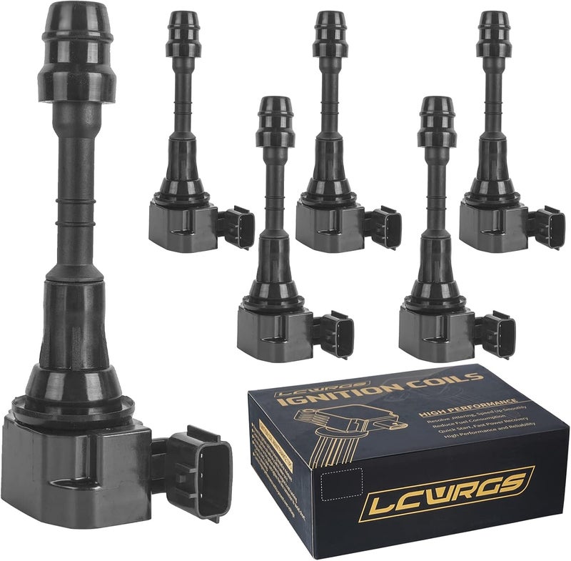 LCWRGS Ignition Coil Packs for 2002 2003 2004 2005 2006 2007 2008 2009 Nissan Maxima Murano Altima Xterra Quest Frontier Pathfinder Infiniti I35 QX4 Suzuki Equator 3.5L 4.0L V6 Coils UF349 C1406 - Set of 6 - Image 1