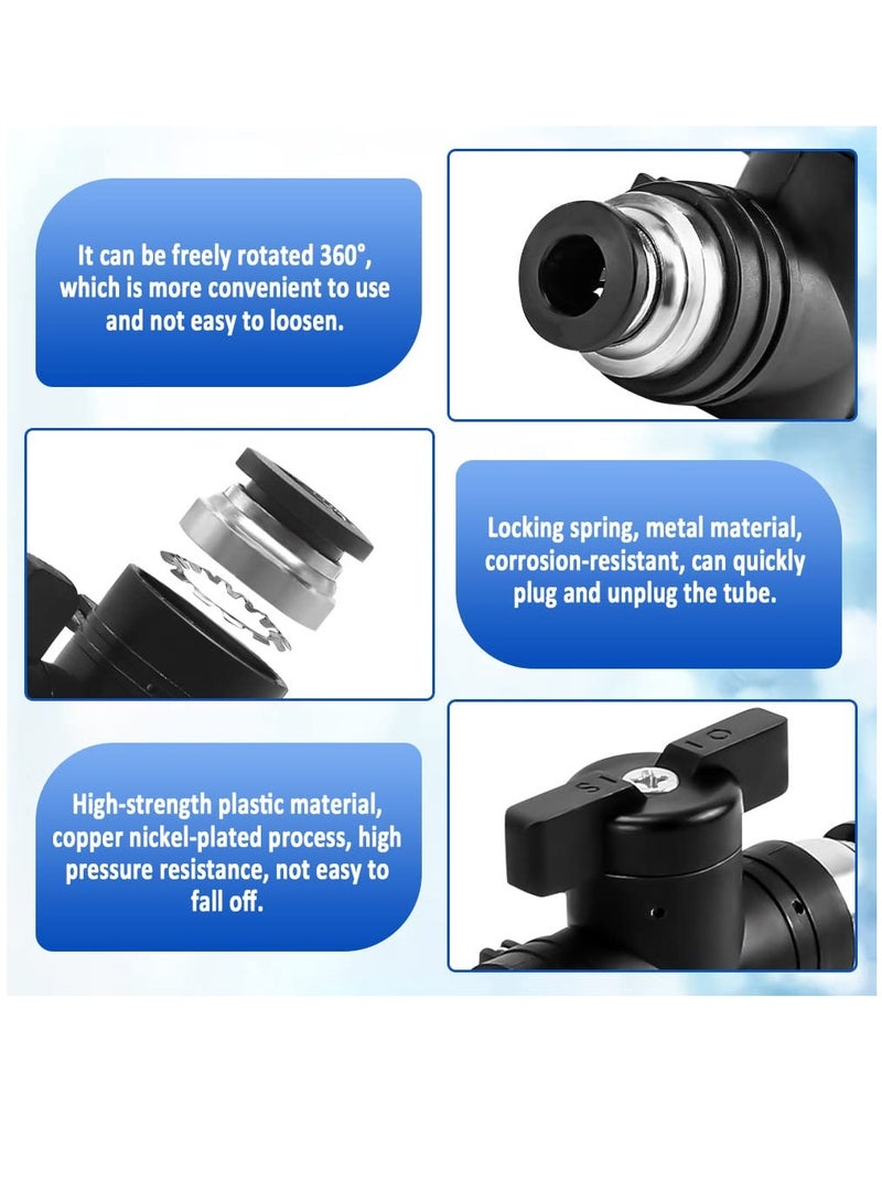 Zikra Pneumatic Connector, 10mm Pneumatic Connector  Push-in connecting rod Valve Black Pneumatic Manual Valve Straight Union Ball Valve Air Flow Control Quick Connect for Air Flow Control - Image 4