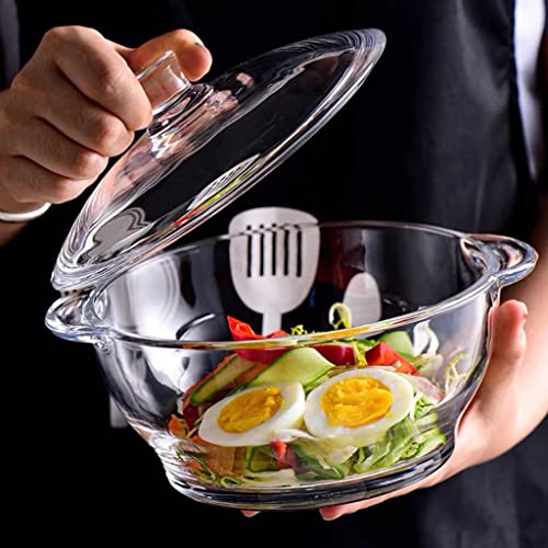 MIVANA 1000 ML Glass Casserole Deep Round - Oven and Microwave Safe Serving Bowl with Glass Lid (1 Pc, Transparent) - Image 1