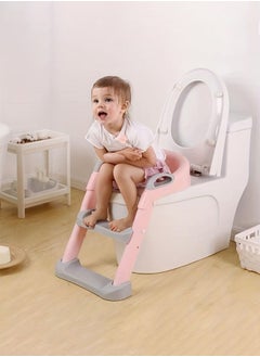 Aurlar Foldable & Adjustable Potty Training Seat with Ladder, Soft Padded Cushion, Non-Slip Steps, Splash Guard & Safety Handles  - Image 4