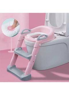 Aurlar Foldable & Adjustable Potty Training Seat with Ladder, Soft Padded Cushion, Non-Slip Steps, Splash Guard & Safety Handles  - Image 3
