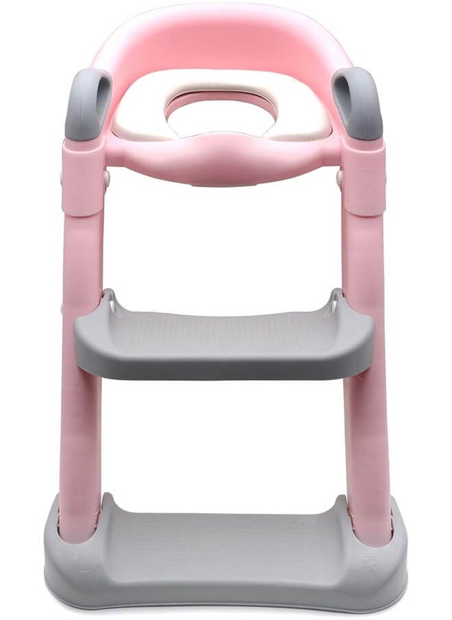 Aurlar - Foldable & Adjustable Potty Training Seat with Ladder, Soft Padded Cushion, Non-Slip Steps, Splash Guard & Safety Handles - Image 1