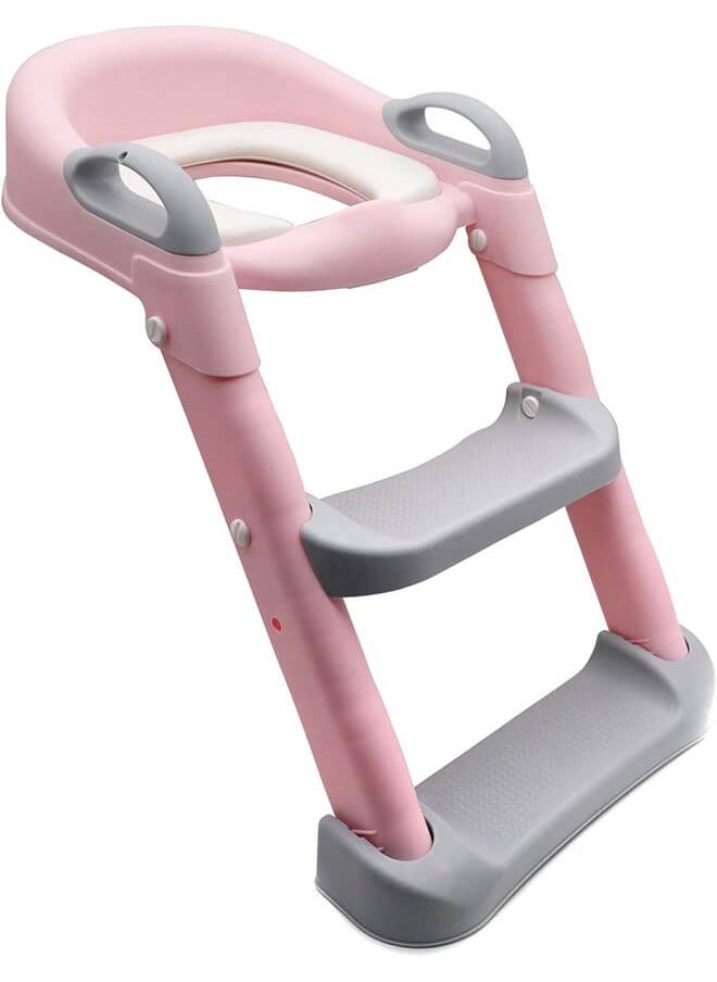 Aurlar - Foldable & Adjustable Potty Training Seat with Ladder, Soft Padded Cushion, Non-Slip Steps, Splash Guard & Safety Handles - Image 1