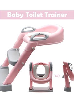 Aurlar Foldable & Adjustable Potty Training Seat with Ladder, Soft Padded Cushion, Non-Slip Steps, Splash Guard & Safety Handles  - Image 2