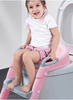 Aurlar Foldable & Adjustable Potty Training Seat with Ladder, Soft Padded Cushion, Non-Slip Steps, Splash Guard & Safety Handles  - Image 1