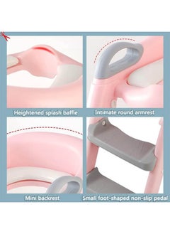 Aurlar Foldable & Adjustable Potty Training Seat with Ladder, Soft Padded Cushion, Non-Slip Steps, Splash Guard & Safety Handles  - Image 5