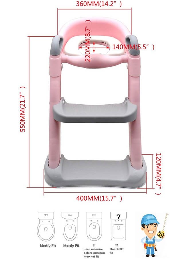 Aurlar - Foldable & Adjustable Potty Training Seat with Ladder, Soft Padded Cushion, Non-Slip Steps, Splash Guard & Safety Handles - Image 1