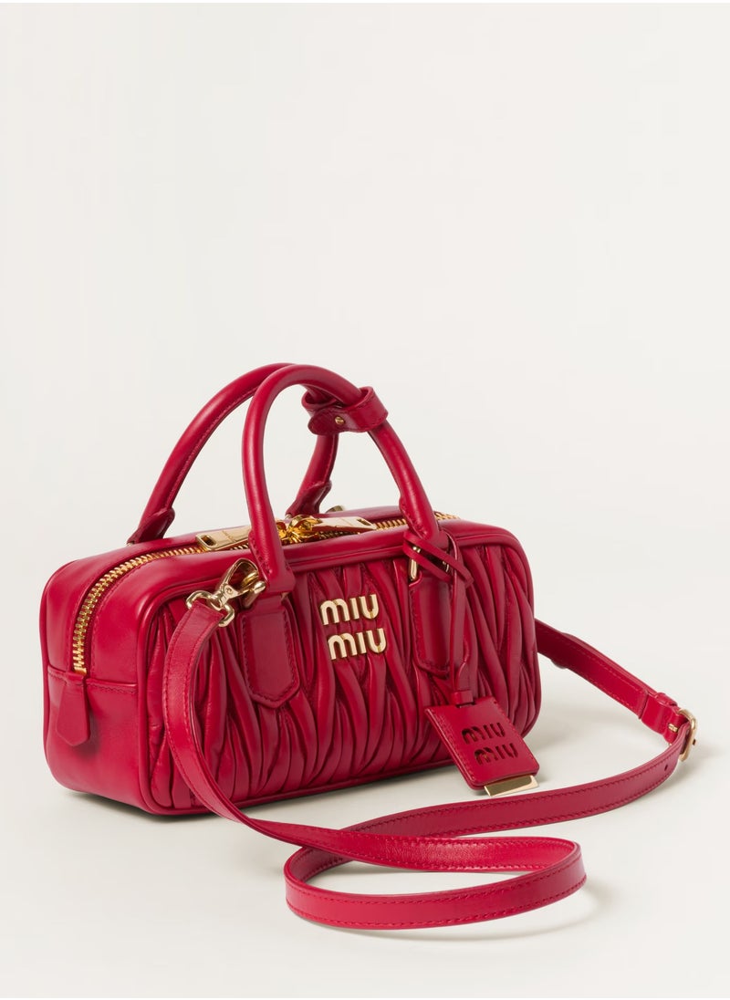 Miu Miu Miu Arcadia Matelassé Nappa Leather Women's Bag, Women's Tote Bag, Women's Shoulder Bag, Women's Cross body Bag, Women's Handbag, Red  - Image 3