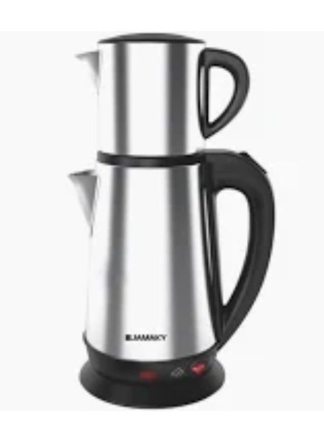 جامايكا غلاية كهربائية مزدوجة من جاماكي JMK 9511، غلاف زجاجي من زجاج البوروسيليكات عالي الجودة، عنصر تسخين مخفي من الفولاذ المقاوم للصدأ، قدرة 1800 + 500 واط، سعة 2.0 + 0.8 لتر، سهلة الاستخدام مع مؤشر ضوئي للطاقة، إيقاف تشغيل تلقائي، حماية من الغليان الجاف - Image 2
