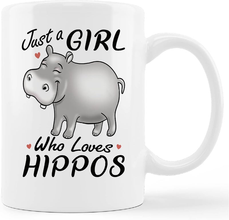 kunlisa Just A Girl Who Loves Hippos Ceramic Mug11oz Coffee Milk Tea Mug Cup Wild Animal Cute Cartoon Hippo Mug CupHippo Lovers GiftsTeens Girls Gifts - Image 1