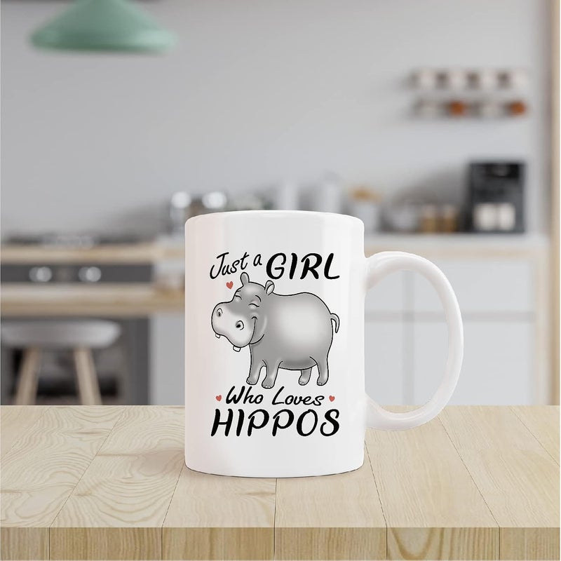 kunlisa Just A Girl Who Loves Hippos Ceramic Mug11oz Coffee Milk Tea Mug Cup Wild Animal Cute Cartoon Hippo Mug CupHippo Lovers GiftsTeens Girls Gifts - Image 2