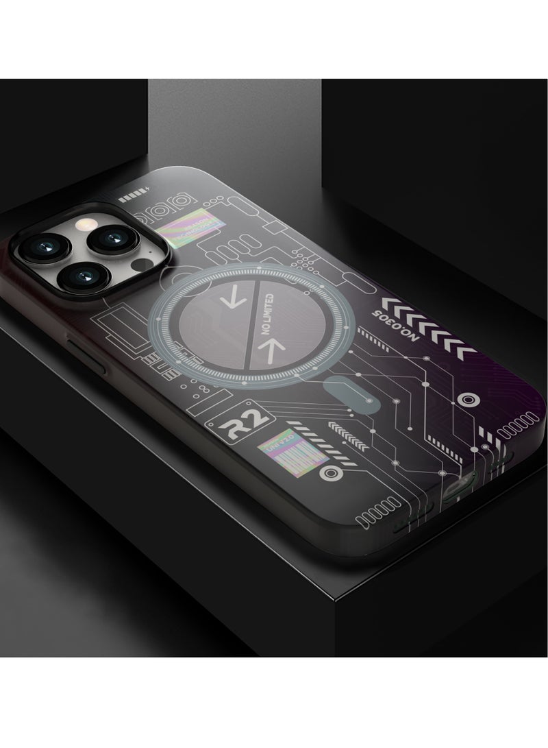 Color Fans Luminous Tech Circuit Board Magnetic Wireless Case for iPhone 14 Pro Max 6.7 inch Cover - Image 3