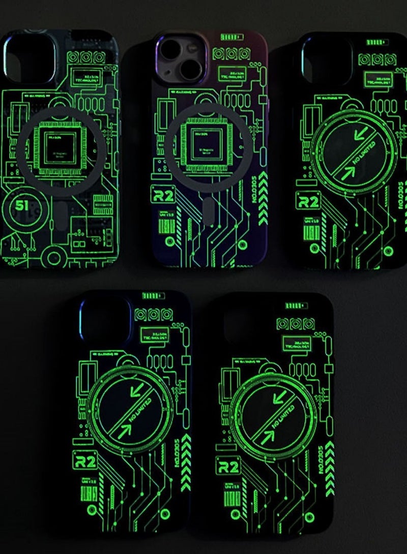 Color Fans Luminous Tech Circuit Board Magnetic Wireless Case for iPhone 14 Pro Max 6.7 inch Cover - Image 2