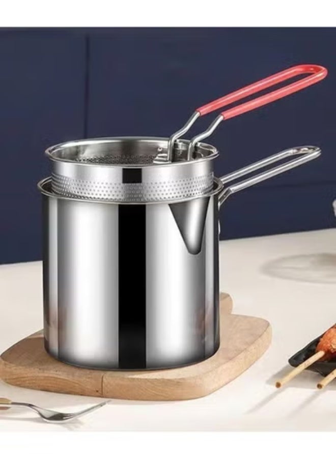 AROAQ Stainless Steel Deep Frying Pot for Tempura and French Fries with Strainer Perfect for Chicken and Fried Foods - Image 4